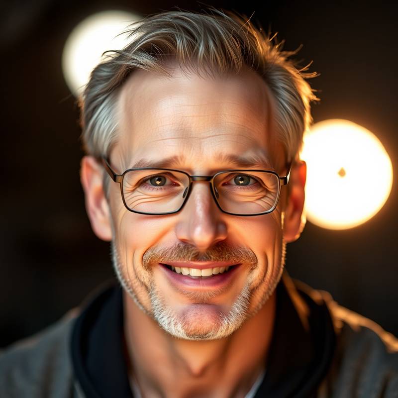Portræt af Peter Jensen, en ekspert i lyssætning med en passion for at dele sine færdigheder